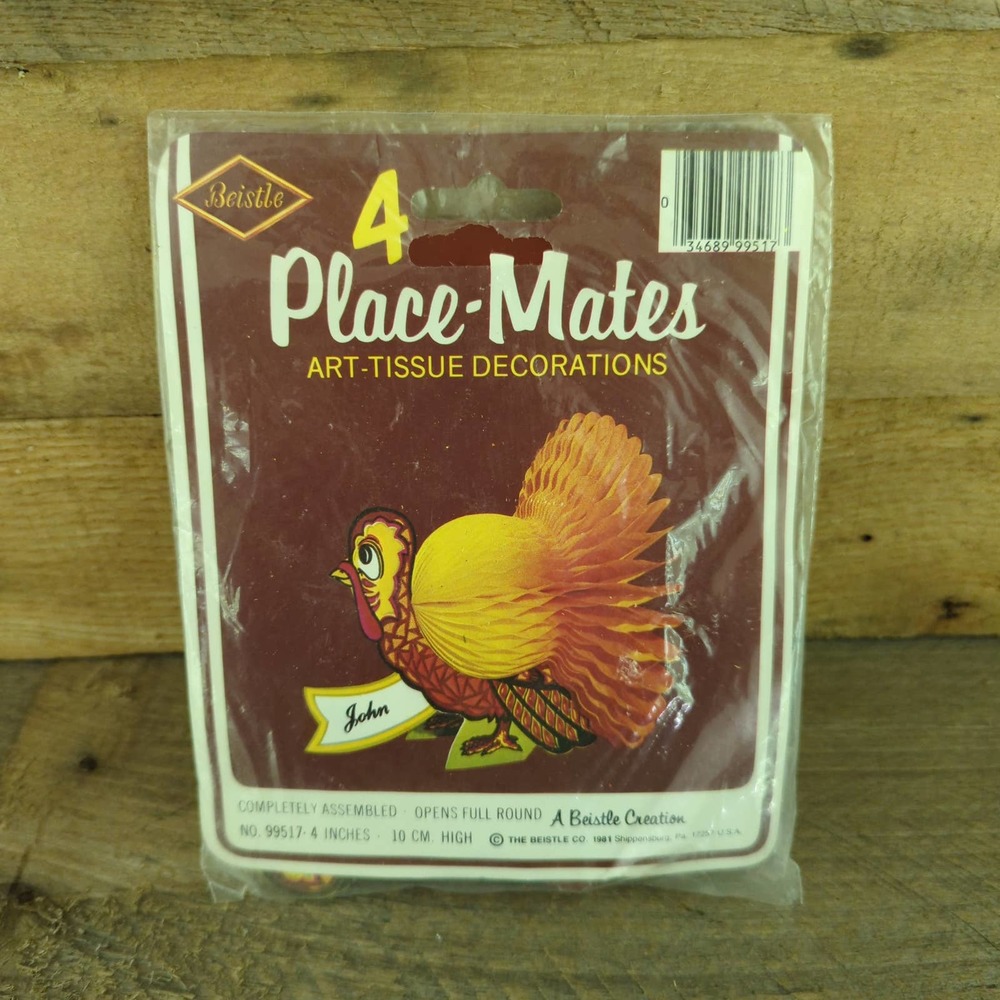 Vintage 1981 Thanksgiving Table Decor Four Place-Mates by Beistle Creation